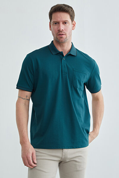Fulla Moda Buttoned Single Pocket Polo Collar T-Shirt