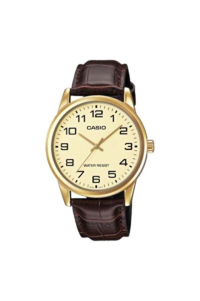 Casio Men's Watch with Leather Strap Model MTP-V001GL-9BUDF - 38 mm - Brown