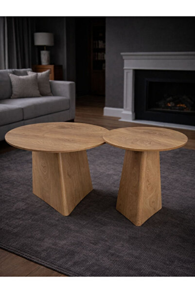 BEC22 Modern geometric wooden coffee table set