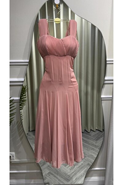 Jood Rose pleated dress with wide straps – a sophisticated, feminine design f...