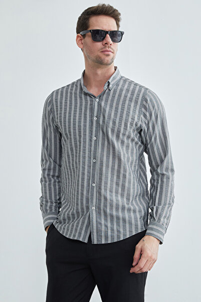 Fulla Moda Striped Jacquard Shirt