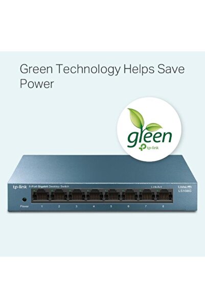 Universal محول شبكة TP-LINK LS108G بـ 8 منافذ جيجابت بهيكل معدني