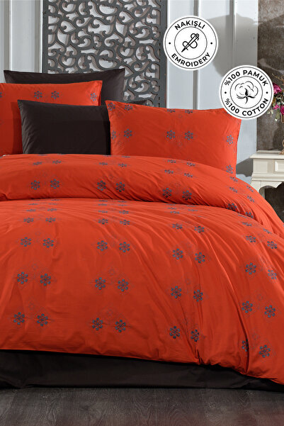 evienhome Embroidered 100% Cotton Duvet Cover Set Double Size 3 Piece Luxury ...