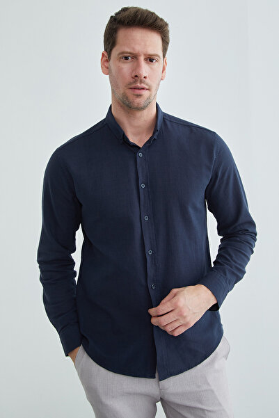 Fulla Moda Linen Look Long Sleeve Shirt