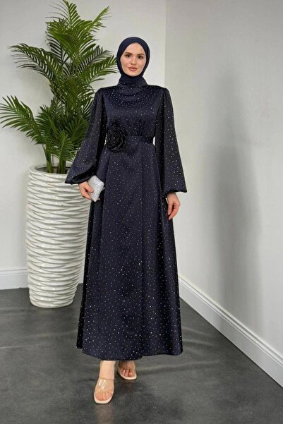 Şulemoda Giyim Ice Stone Dress Navy Blue