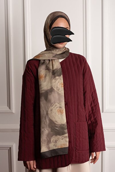 Lemaye Bulut Gülleri Desenli Soft Şal - Haki