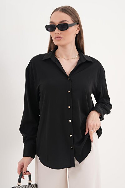ŞİMAL Women's Metal Buttoned Long Sleeve Shirt 260339