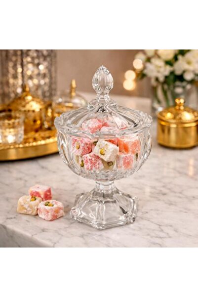 Generic Luxury Crystal Serving Bowl with Base and Lid