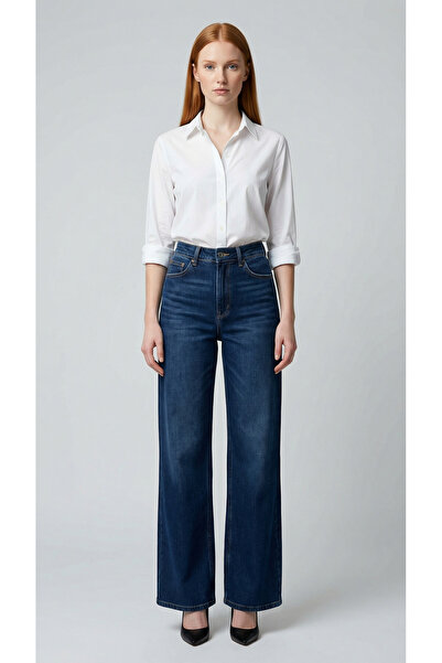 ENZİM JEANS Women's Super High Waist Straight Jean Denim Pants