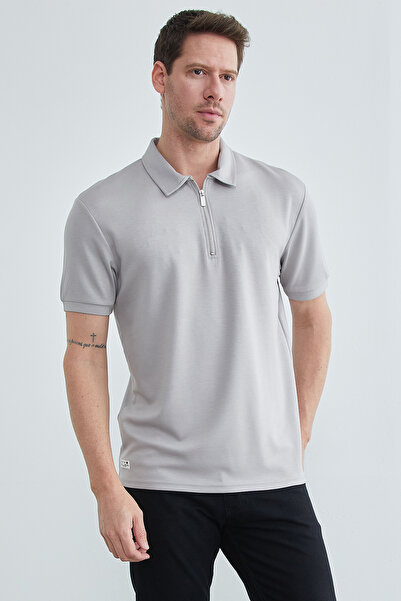 Fulla Moda Μπλουζάκι με μισό φερμουάρ και λαιμόκοψη πόλο