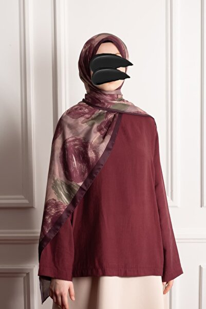 Lemaye Bulut Gülleri Desenli Soft Şal - Gül Kurusu