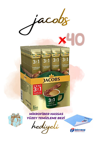 Jacobs 3'ü 1 Arada Gold Yumuşak Içim Karışım Kahve 40'lı Kutu ve İntermop Has...