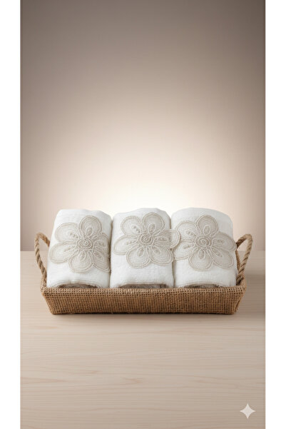 AYDA STORE طقم مناشف قطنية مكون من 3 قطع مع سلة