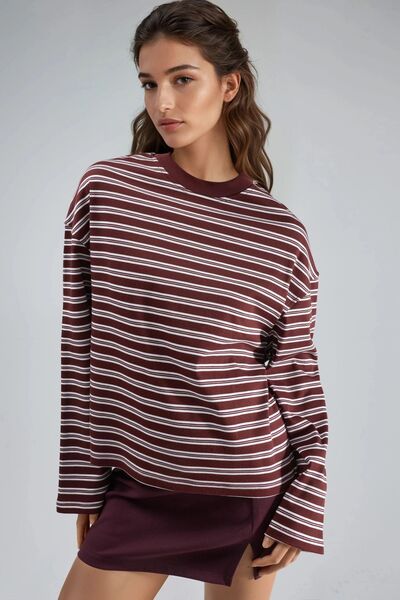 Hiccup BUSEM long-sleeved striped round collar T-shirt