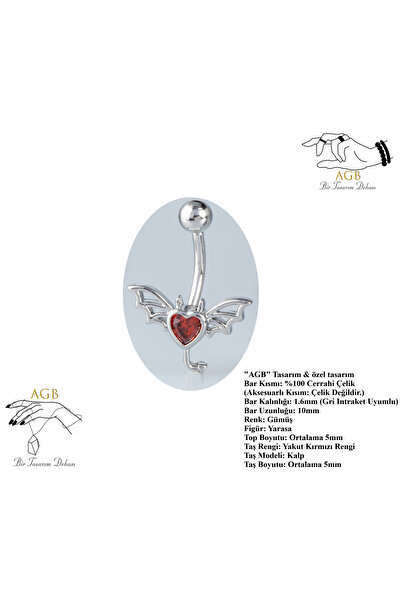 agbtasarım Yakut Kalp Taşlı Gotik "single" Kanatlı Şeytan Figürlü Aksesuarlı ...