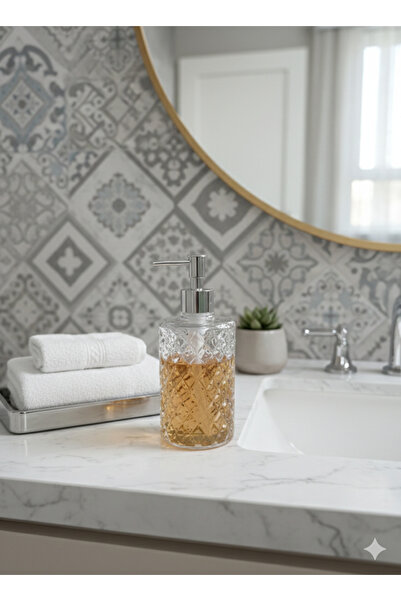 DİBA AVM Soap Dispenser Stylish Glass Soap Dispenser, Refillable Liquid Soap ...