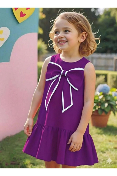 npLStore Girl's Ruffle Sleeveless Dress with Ribbon Detail