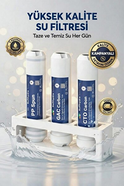 Softhydra 3’lü Su Arıtma Filtre Seti 10 Inç (Pp Sediment + GAC + CTO Karbon) ...