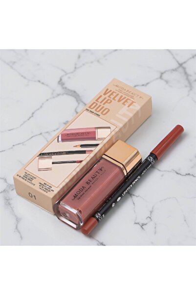 Moda Beauty Velvet Lip Duo Set | 24-Hour Matte Lipstick + Eyeliner | 8 Colors...