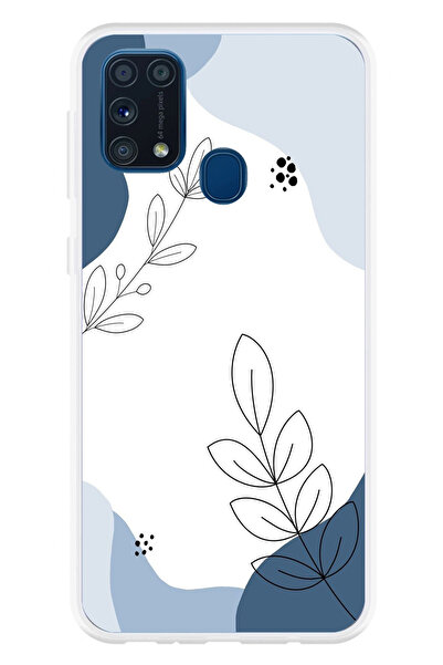 TechTree حافظة سيليكون مطبوعة بأشكال زرقاء هادئة وخطوط نباتية متوافقة مع هاتف...