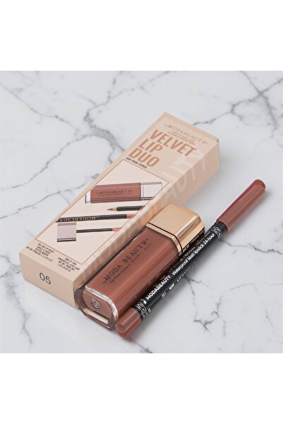 Moda Beauty Velvet Lip Duo Set | 24-Hour Matte Lipstick + Eyeliner | 8 Colors...