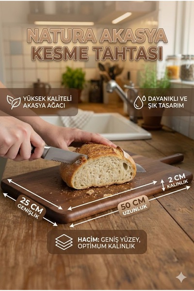 RİVO HOME DECOR Natura Acacia Cutting Board 50X25X2 cm