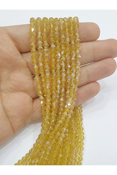 CRYSTALSHOP خرز كريستال أصفر هرمي الشكل 4 مم (10 خيوط)