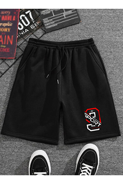 SUNFREE Ανδρικό αθλητικό σορτς με ελαστική μέση και στάμπα Sport Number 9