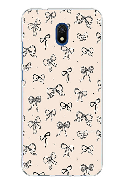 TechTree حافظة سيليكون مطبوعة باللون الكريمي بنمط فيونكة سوداء متوافقة مع Red...