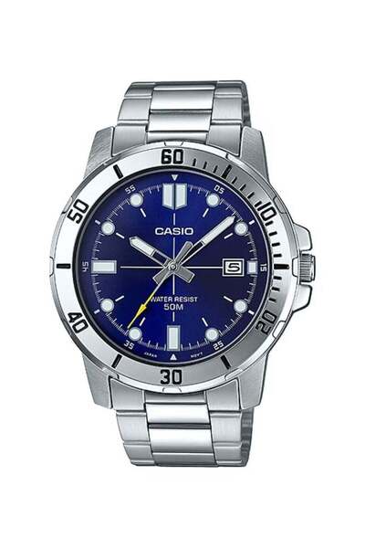 Casio Men's Water Resistant Analog Watch MTP-VD01D-2EVUDF - 49 mm - Silver