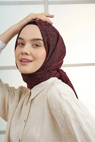 ARMANDA Bordo Alize Series Square Pattern Cotton Shawl