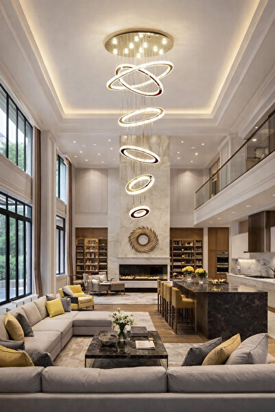 TREND KAFKAS 90LIK 90x70x60x50x40x30 ebatlı GALERİ BOŞLUĞU KRİSTAL AVİZE