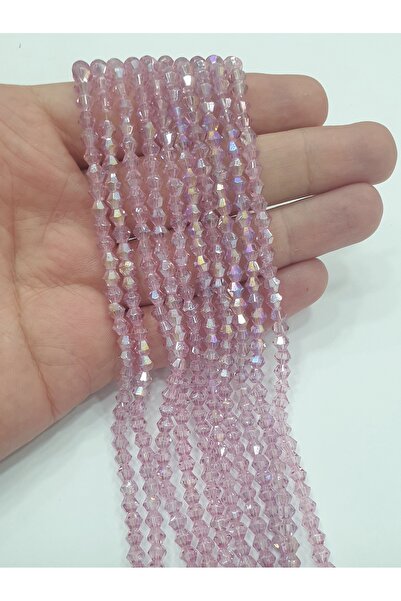 CRYSTALSHOP خرز كريستال أرجواني فاتح هرمي الشكل 4 مم (10 خيوط)