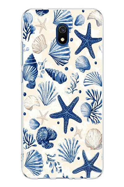 TechTree حافظة سيليكون مطبوعة بنمط صدفة البحر الزرقاء ونجمة متوافقة مع هاتف R...