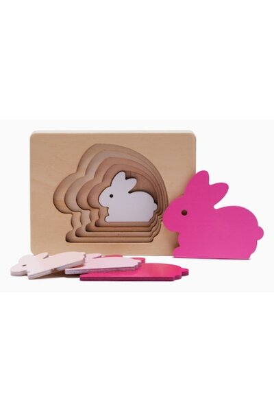 OEM Montessori Wooden Puzzle Rabbit 15 cm 5 pieces 2 years+
