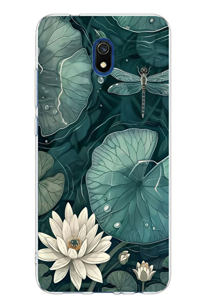 TechTree حافظة سيليكون متوافقة مع هاتف Redmi 8A مطبوعة بورقة اللوتس الخضراء و...