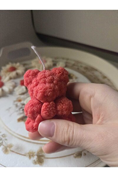CUBIP 100% Natural Soy Wax Teddy Bear Decorative Candle, Handmade, Red 🧸