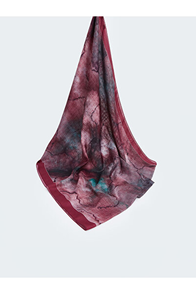 LC Waikiki Lcw Accessories Burgundy Satin Patterned Women's Shawl with Nevavm...