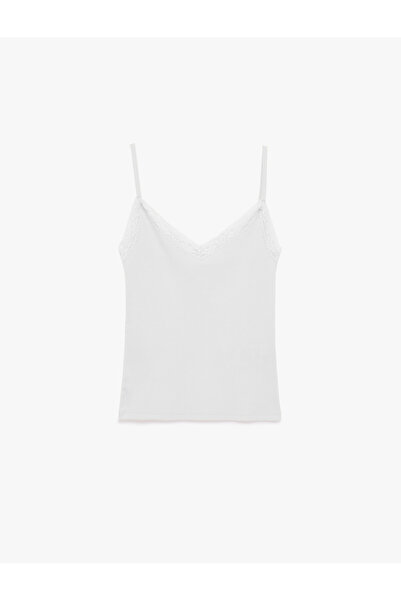 Koton Lace Detailed V-Neck Sleeveless Cotton Undershirt