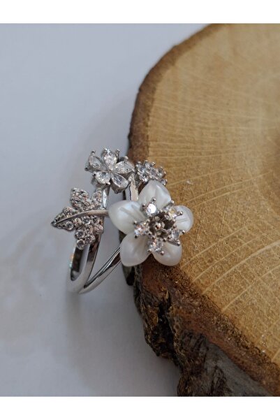 GÜMÜŞ Mineli Lotus çiçeği yüzük