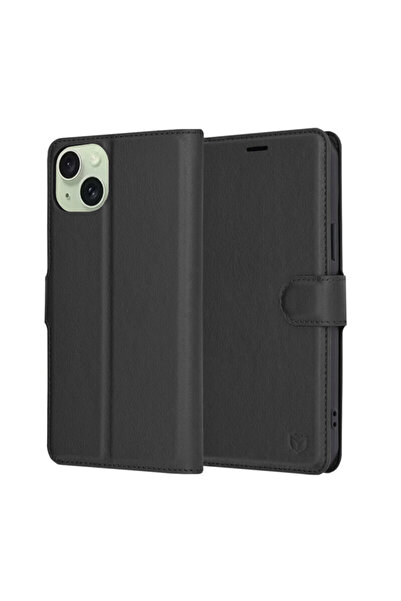 Techsuit iPhone 15 Plus Leather Folio, black