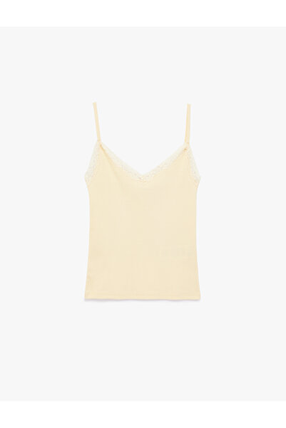 Koton Lace Detailed V-Neck Sleeveless Cotton Undershirt