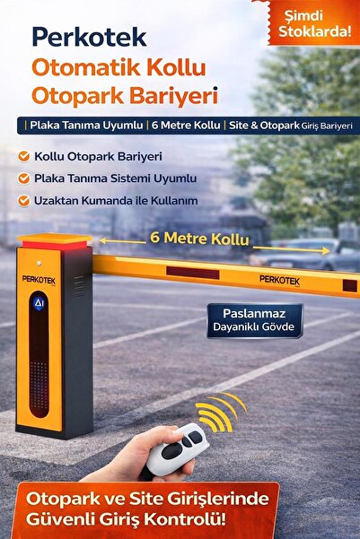PERKOTEK 6 Metre Kollu Otomatik Otopark Bariyeri | Plaka Tanıma Uyumlu | Uzak...