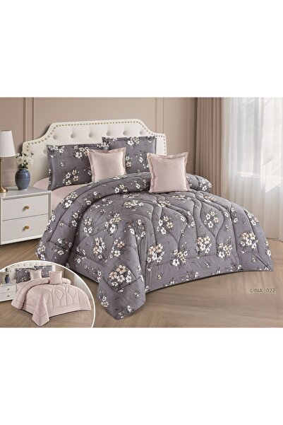 NAJMA Double summer bedspread with floral pattern and pillowcase, made of sof...