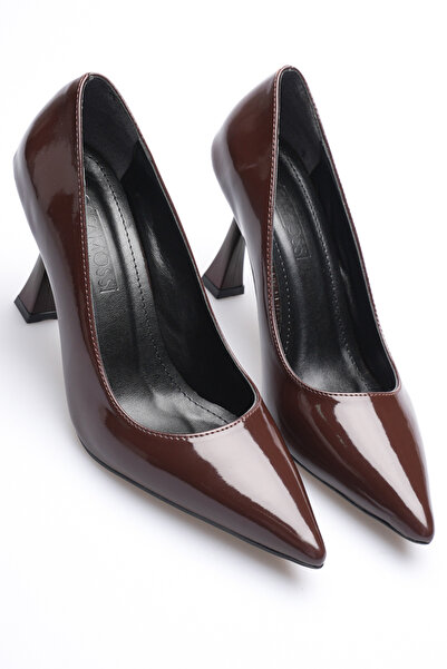 AleWomen Brown Patent Leather Pointed Toe 9 cm Heel Ernio Stiletto Women's Shoes