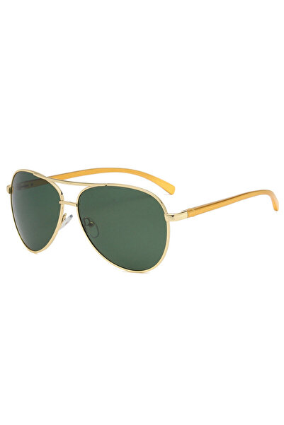 Techsuit Polarized Aviator Sunglasses for Men, Gold-Green, 2150