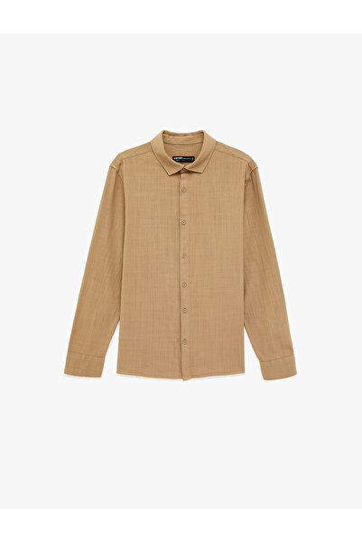 Koton Regular Fit Cotton Classic Collar Buttoned Long Sleeve Shirt