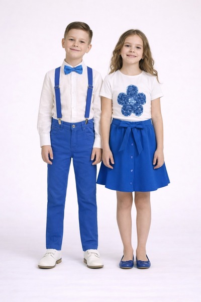 Nacar 23 Nisan 29 Ekim Kız&Erkek Çocuk Düğmeli Double Etek-Papatya Tshirt&4’l...