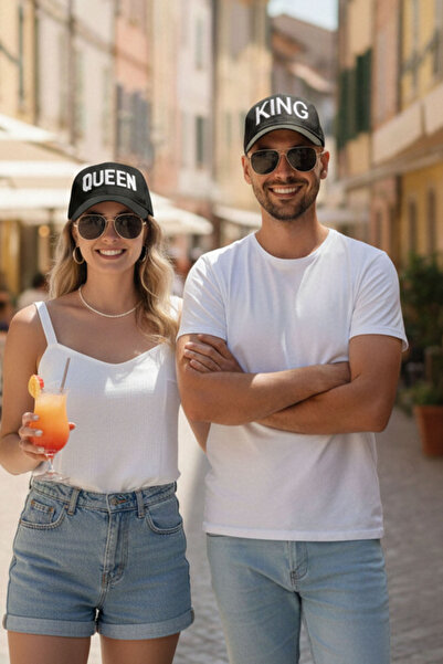 Ritagarcia King Queen Printed Lover's Combination Set of 2 Black and White Ad...