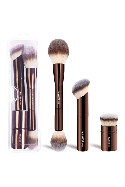 MAANGE 3 PCS Foundation Makeup Brush Set, Double-ended Contour Brush for Liqu...